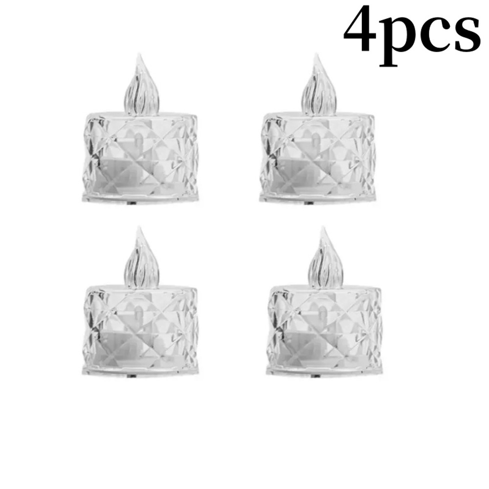 Romantic Crystal Flameless LED Candles Transparent Electronic Night Lamps For Home Wedding Party V 6