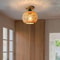 Retro LED Bamboo Woven Ceiling Lamp For Corridor Aisle Living Room Decorative Woven Lamps Natural 1