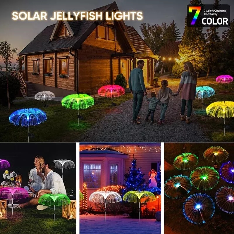 Waterproof 7Color Changing Outdoor Lamp Solar Jellyfish Lights For Garden Pathway Lawn Landscape De 4