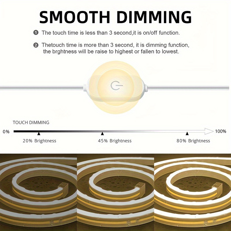 Flexible LED Strip Neon Light USB DC Dimmable Waterproof Silicone Neon Sign Tape With Touch Sensor 3