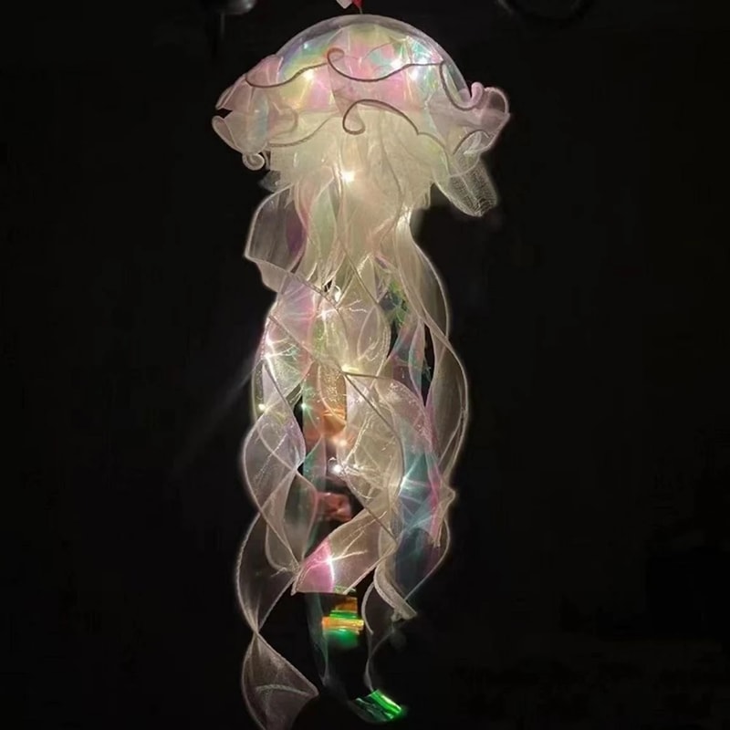 Colorful DIY Jellyfish Lantern Under The Sea Lamp, Bedroom Decoration Light for Girls, Mermaid Party Decor, Ocean Theme