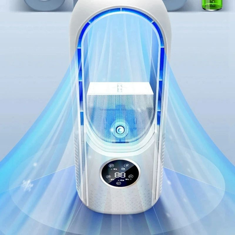 Portable USB Air Cooler Leafless Electric Fan Speed Silent Timer Air Conditioner Cooling Fan  Humid 4