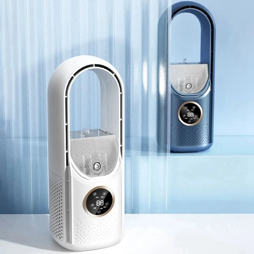 Portable USB Air Cooler Leafless Electric Fan Speed Silent Timer Air Conditioner Cooling Fan  Humid 5