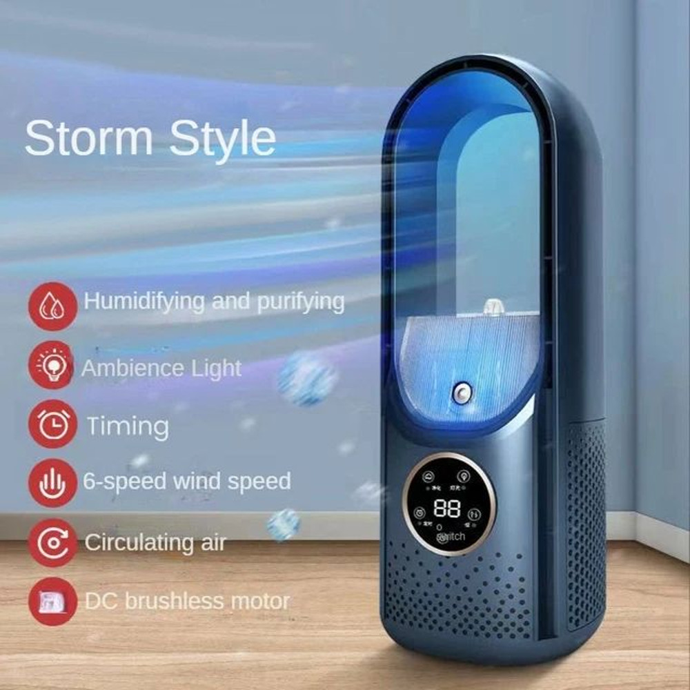 Portable USB Air Cooler Leafless Electric Fan Speed Silent Timer Air Conditioner Cooling Fan  Humid 6