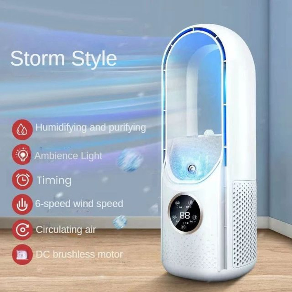 Portable USB Air Cooler Leafless Electric Fan Speed Silent Timer Air Conditioner Cooling Fan  Humid 7