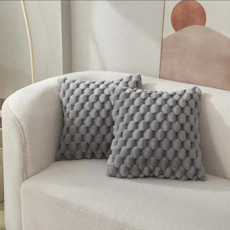 Cream White Pineapple Grid Turtle Pattern 3D Soft Plush Throw Pillowcase Decorative Cushion Cover F 6