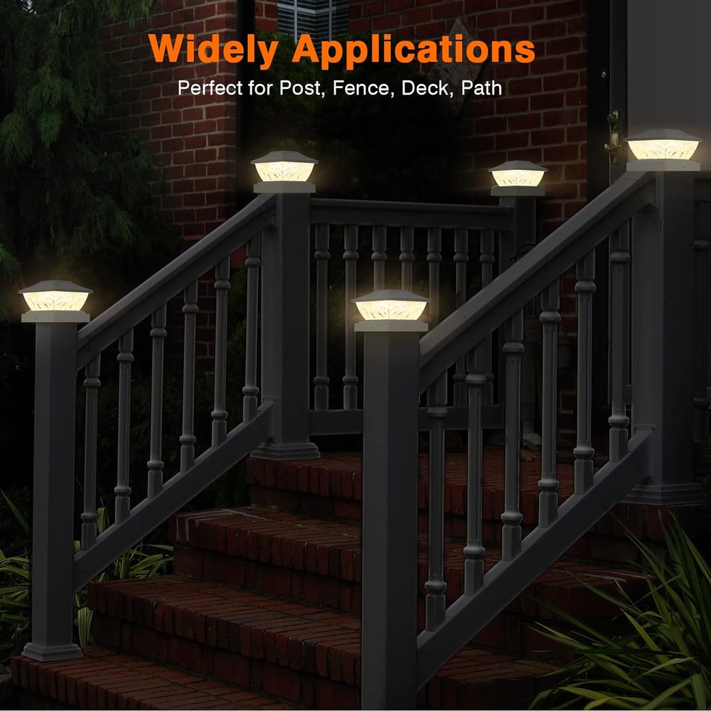 Solar Powered Deck Lights Mode Bright Solar Post Lights For Fence Posts Outdoor White Garden Decor 5