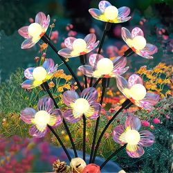 outdoor waterproof solar firefly flower led lights, modes landscape decoration lamp for garden, patio, lawn & pathway