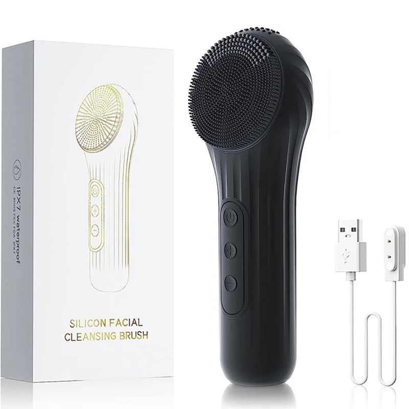 Rechargeable Sonic Waterproof Facial Cleansing Brush, Exfoliating Vibrating Scrubber & Deep Clean Face Cleaner for Skin