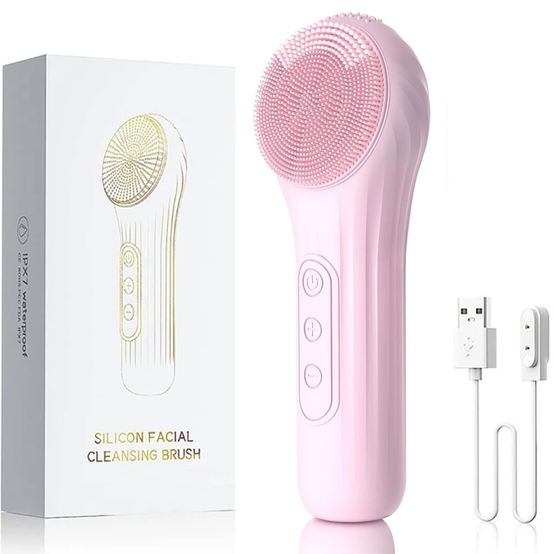 Rechargeable Sonic Waterproof Facial Cleansing Brush, Exfoliating Vibrating Scrubber & Deep Clean Face Cleaner for Skin