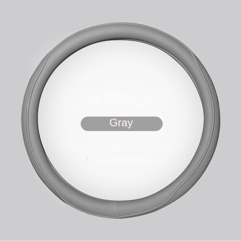 Premium Napa Leather Perforated Patchwork Car Steering Wheel Cover, Non-Slip, Breathable, Universal Auto Interior