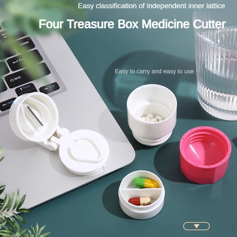 Pill Cutter And Organizer Portable Medicine Slicer Box For Home Use Simple Tablet Divider And Stora 2