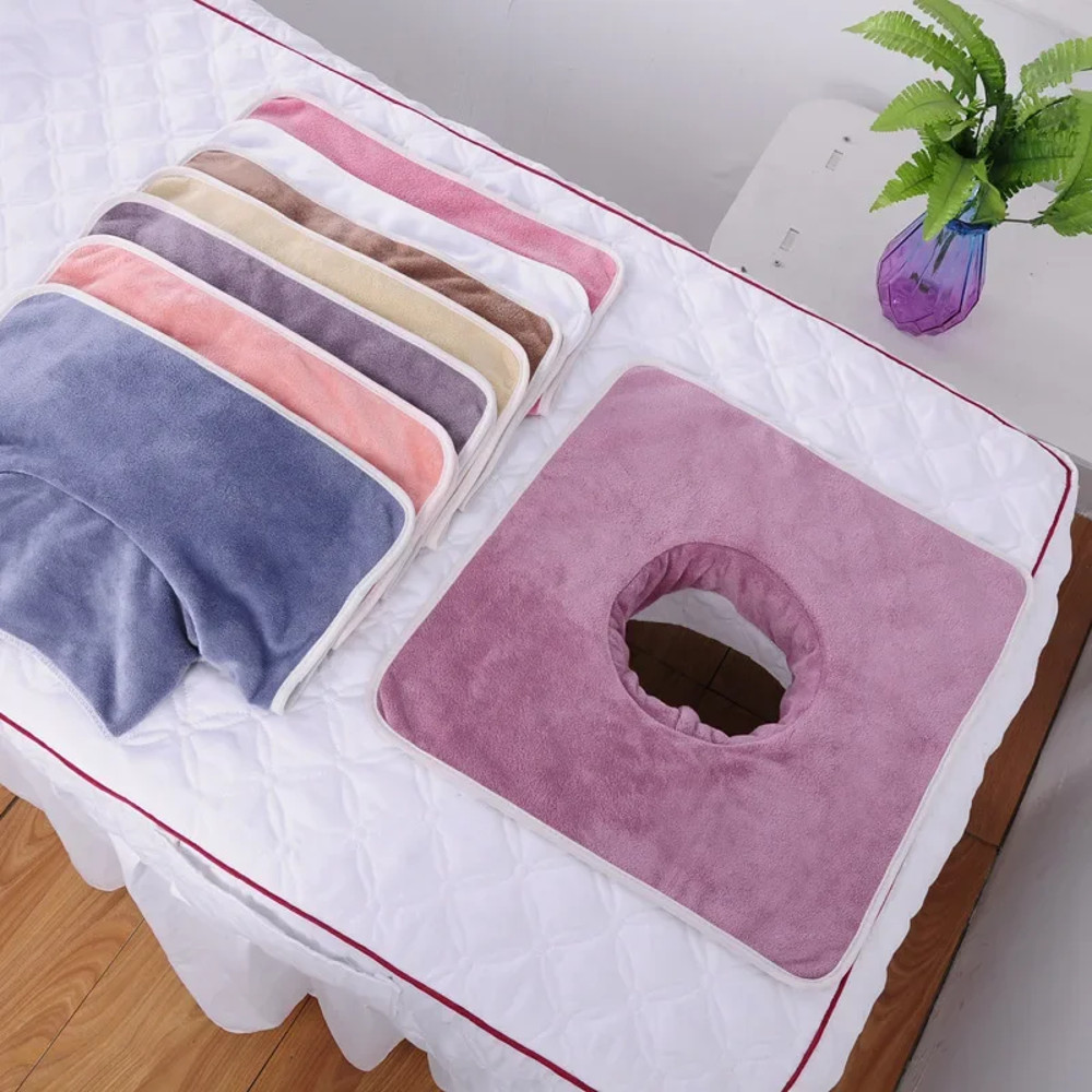 Premium Velvet Thickened Beauty SPA Massage Table Planking Face Towel with Face Berath Hole SPA Massage Bedspread