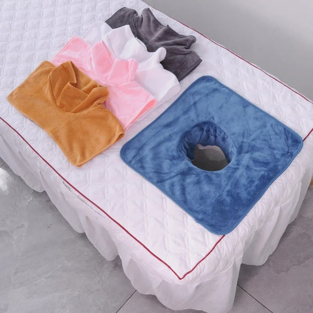 Premium Velvet Thickened Beauty SPA Massage Table Planking Face Towel with Face Berath Hole SPA Massage Bedspread