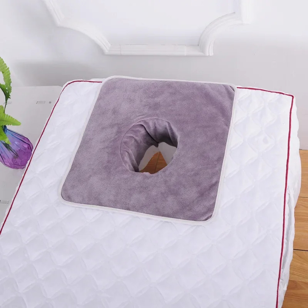 Premium Velvet Thickened Beauty SPA Massage Table Planking Face Towel with Face Berath Hole SPA Massage Bedspread