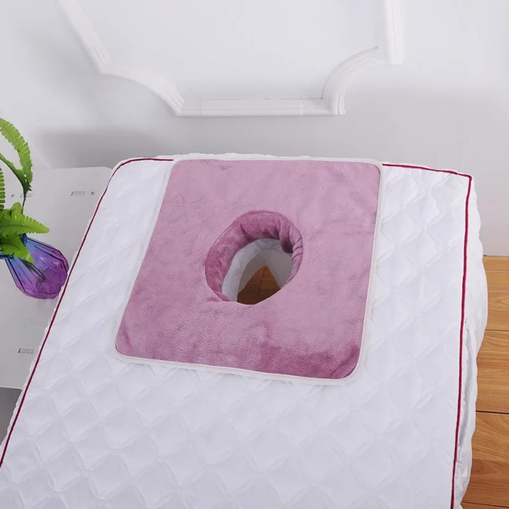 Premium Velvet Thickened Beauty SPA Massage Table Planking Face Towel with Face Berath Hole SPA Massage Bedspread