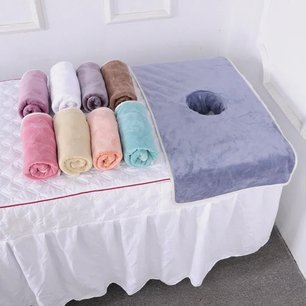 Thickened Beauty SPA Massage Table Planking Face Towel With Hole Bed Bandana Professional Soft Cott 1