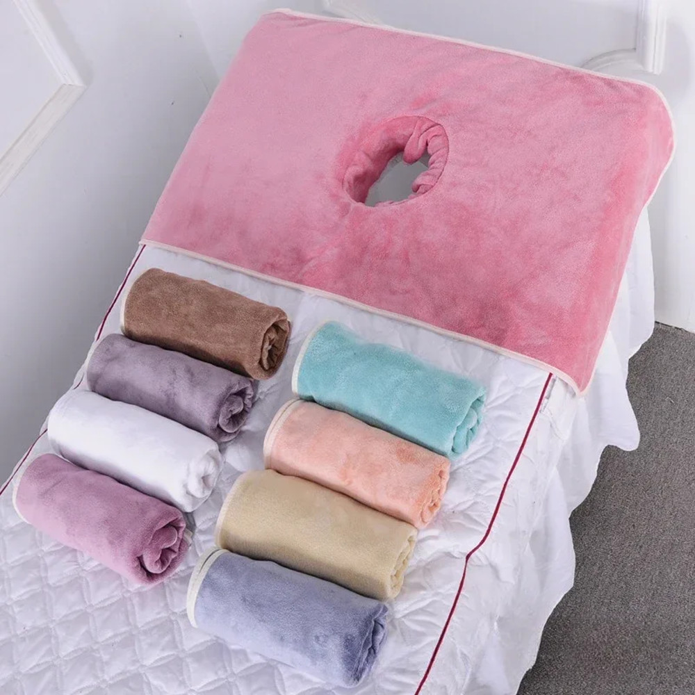 Thickened Beauty SPA Massage Table Planking Face Towel With Hole Bed Bandana Professional Soft Cott 0