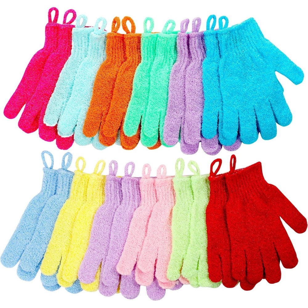 Exfoliating Bath Gloves Beauty Spa Massage Skin Shower Gel Body Scrub Gloves With Loops MultiColor 0