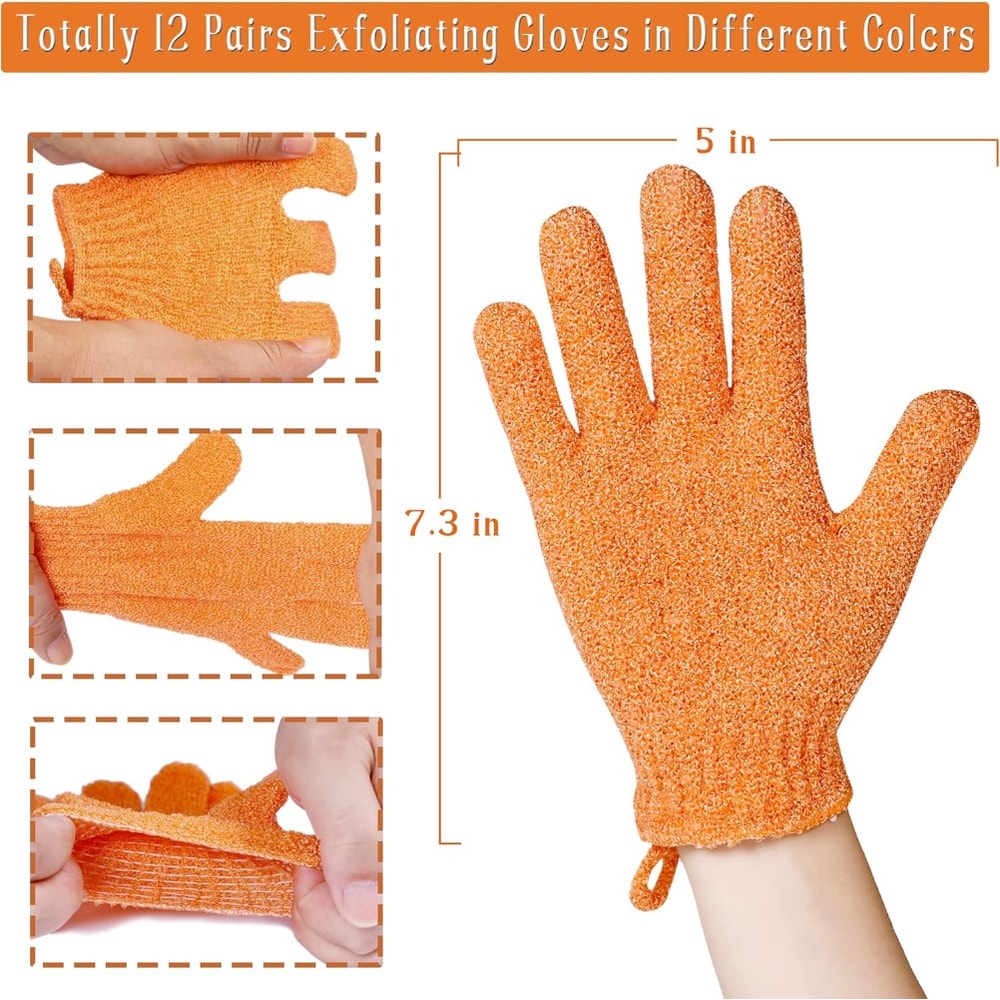 Exfoliating Bath Gloves Beauty Spa Massage Skin Shower Gel Body Scrub Gloves With Loops MultiColor 4