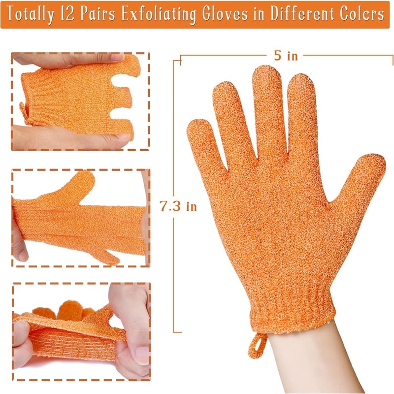 Exfoliating Bath Gloves Beauty Spa Massage Skin Shower Gel Body Scrub Gloves With Loops MultiColor 4