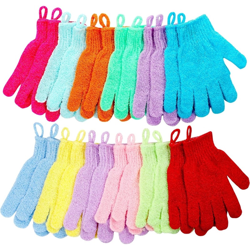 Exfoliating Bath Gloves Beauty Spa Massage Skin Shower Gel Body Scrub Gloves With Loops MultiColor 6