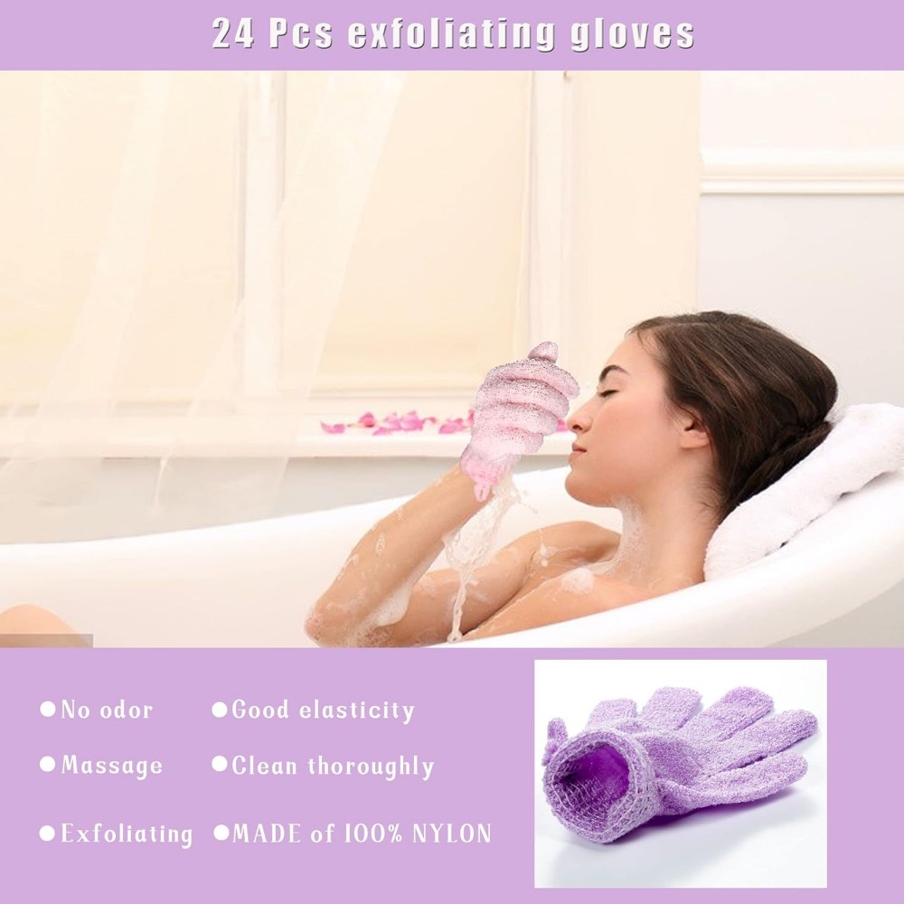 Exfoliating Bath Gloves Beauty Spa Massage Skin Shower Gel Body Scrub Gloves With Loops MultiColor 2