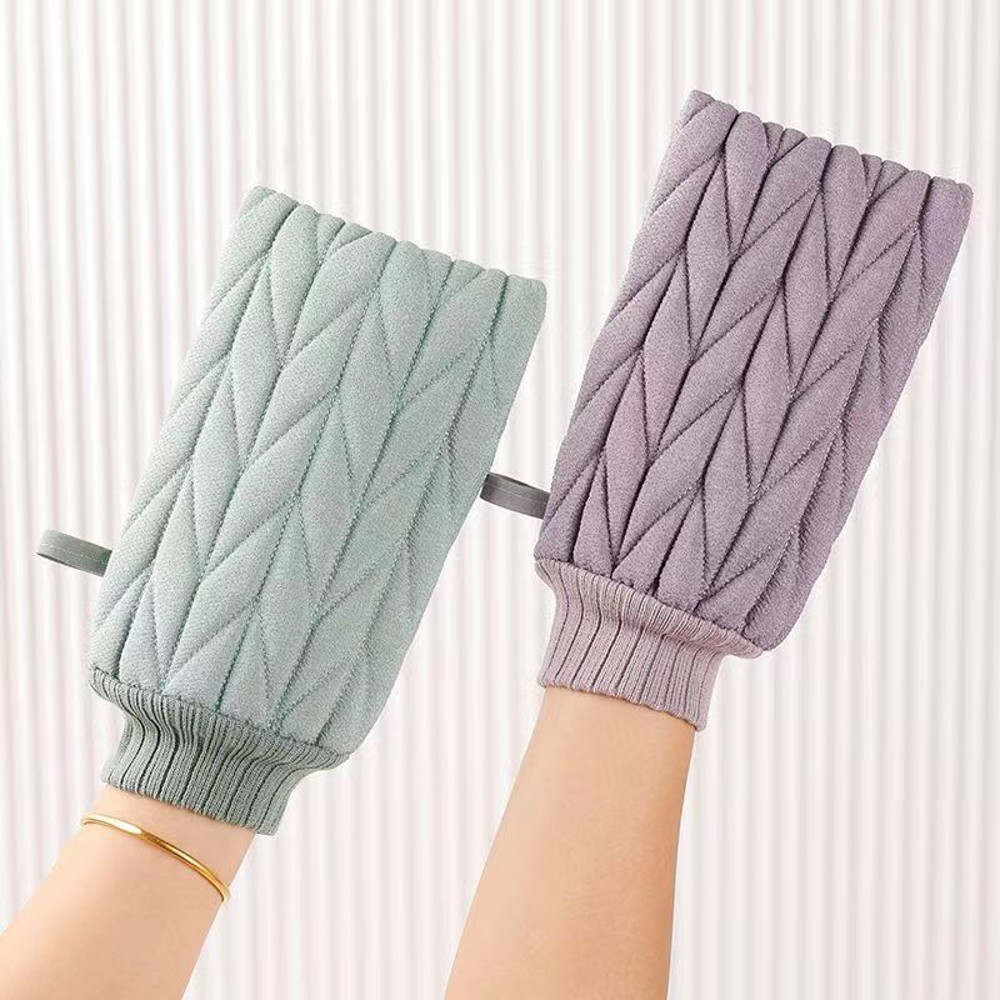 Exfoliating Bath Scrubber Gloves, Powerful Stain Removal Body Scrub Shower Washcloth Back Scrub Durable Deep Cleansing