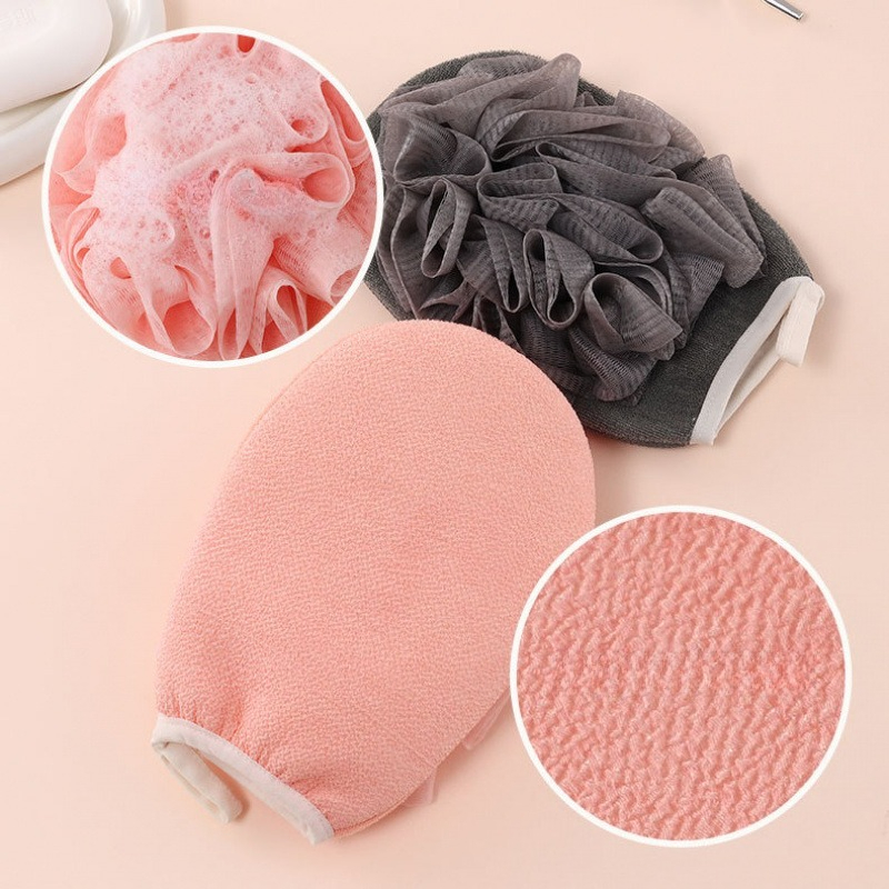 Exfoliating Gloves & Bath Flower, Body Cleaning Shower Ball, Body Scrubber, Bath Sponge Towel Bathroom Tool