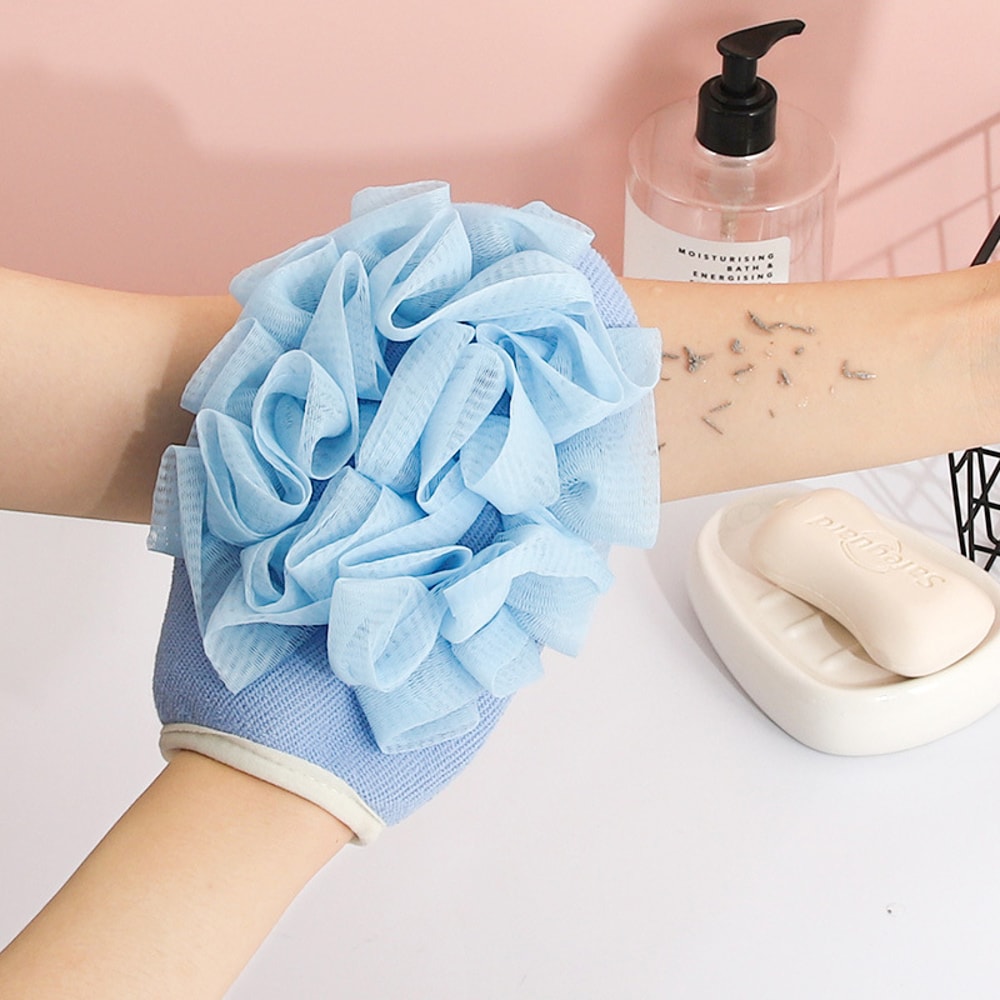 Exfoliating Gloves & Bath Flower, Body Cleaning Shower Ball, Body Scrubber, Bath Sponge Towel Bathroom Tool