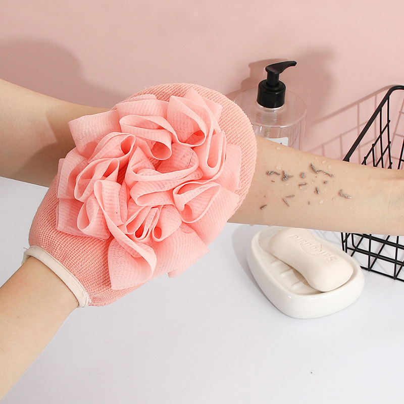 Exfoliating Gloves & Bath Flower, Body Cleaning Shower Ball, Body Scrubber, Bath Sponge Towel Bathroom Tool