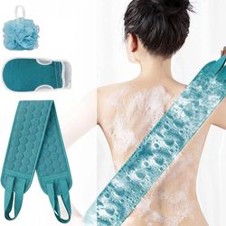 premium exfoliating body scrubber set with back scrubber, bath glove & shower loofah sponge for gentle skin care