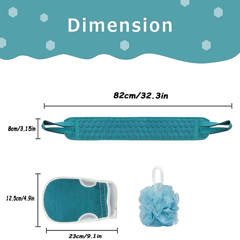 Premium Exfoliating Body Scrubber Set With Back Scrubber Bath Glove  Shower Loofah Sponge For Gentl 5
