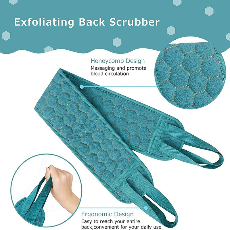 Premium Exfoliating Body Scrubber Set With Back Scrubber Bath Glove  Shower Loofah Sponge For Gentl 4