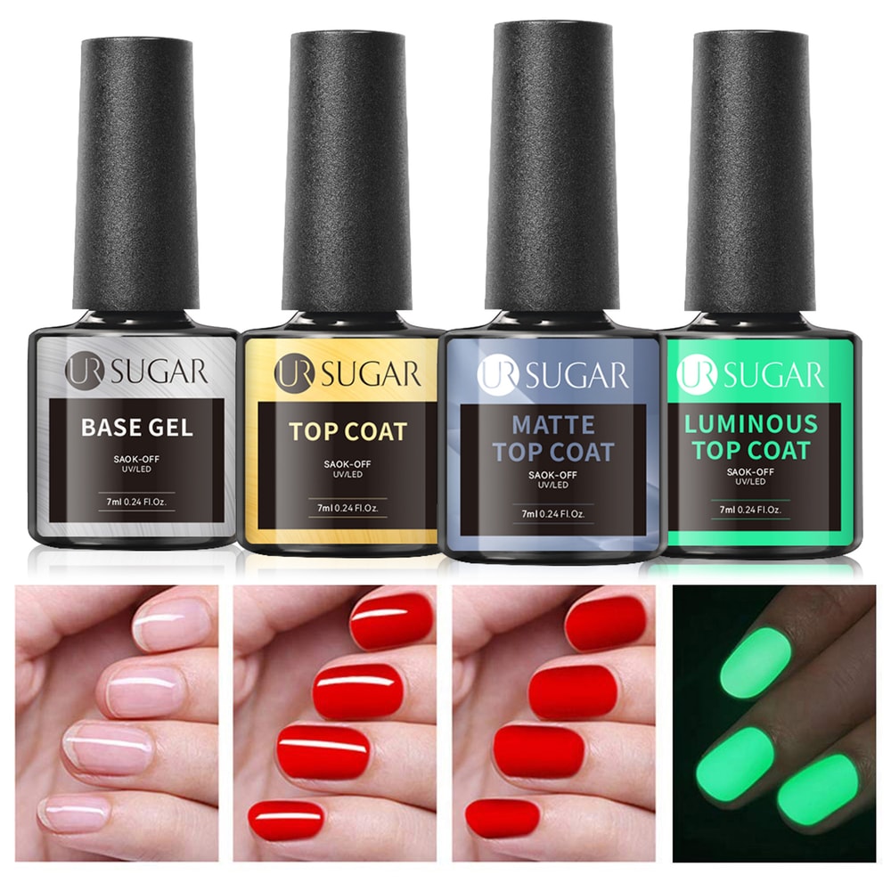 Clear Base Top Coat Luminous UV Gel Kit Semi Permanent Soak Off UV Gel Nail Polish LongLasting Mani 0