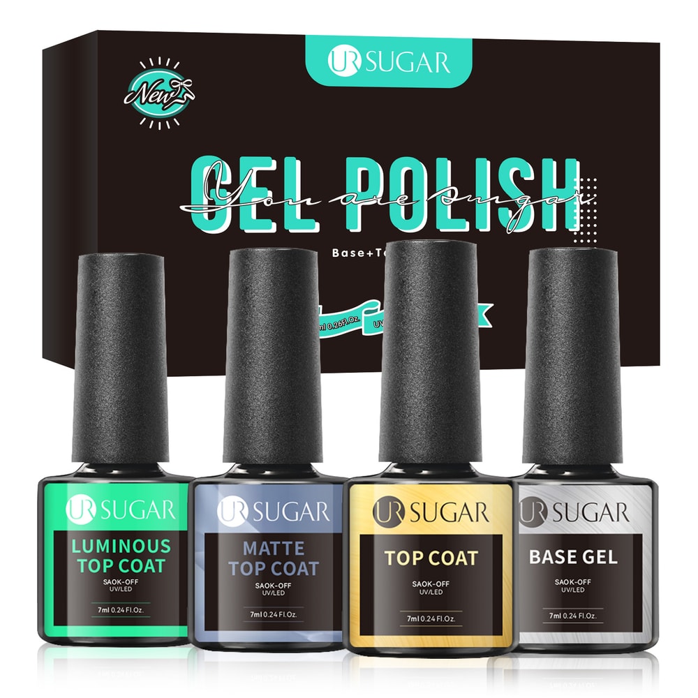 Clear Base Top Coat Luminous UV Gel Kit Semi Permanent Soak Off UV Gel Nail Polish LongLasting Mani 6