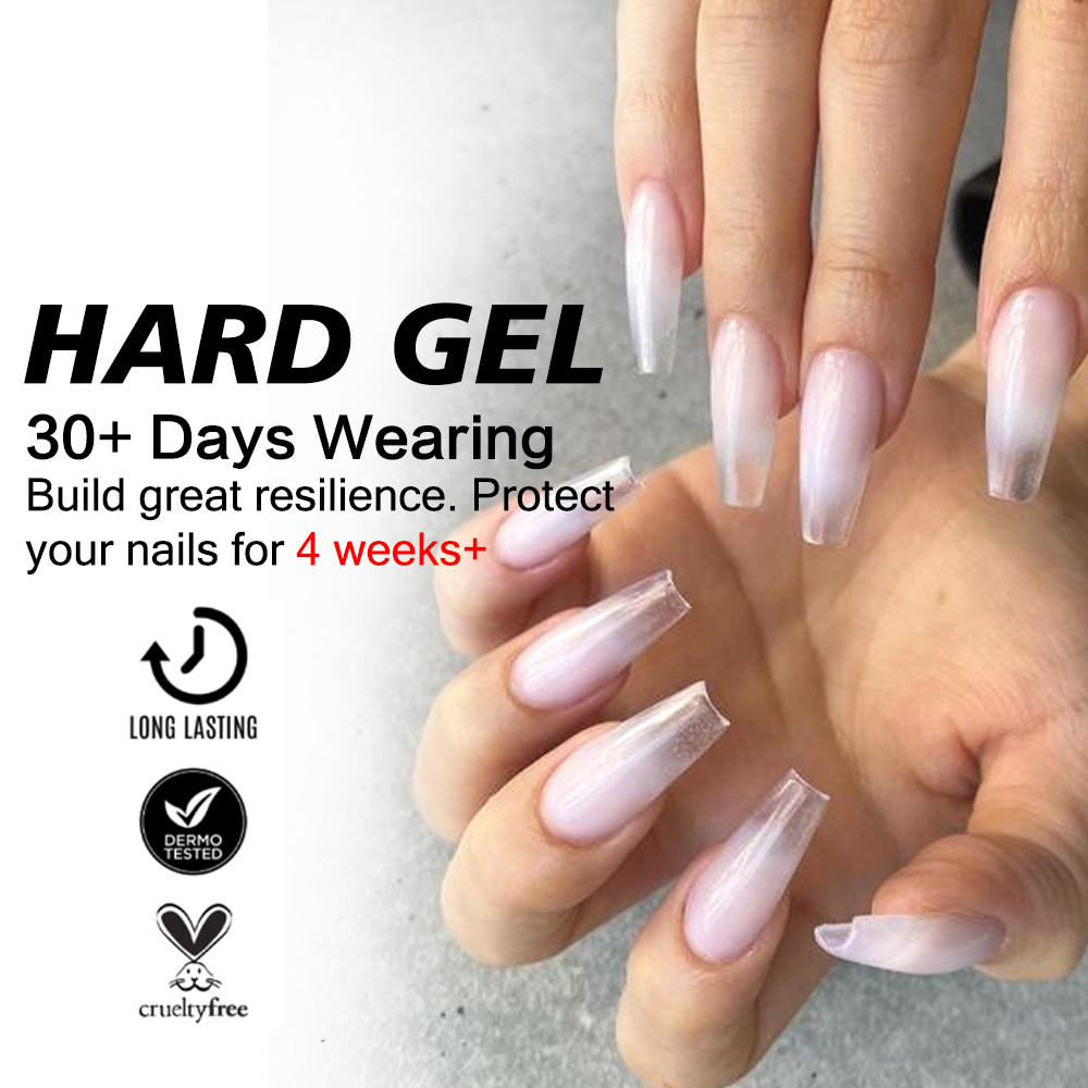 Clear Builder Nail Gel for Extension, Crystal Hard Constructor Gel, Self Leveling Poly Camouflage Base Nail Varnish