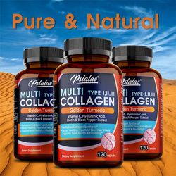 multi collagen peptides capsules with biotin & hyaluronic acid, supports skin hydration, hair growth, joint health