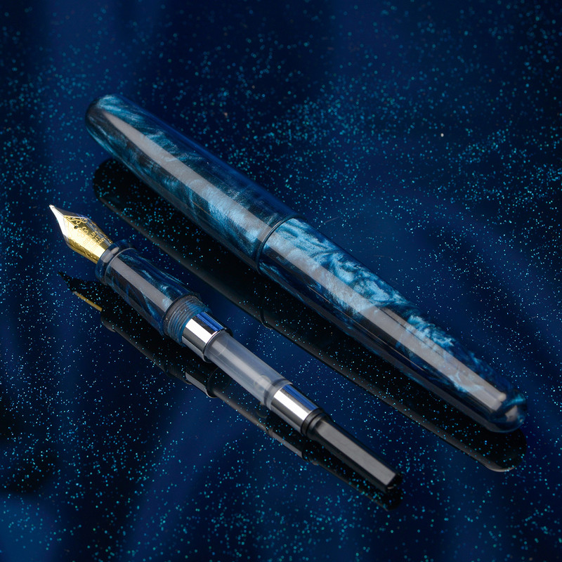 Fuliwen Resin Acrylic Fountain Pen, Blue Black Acrylic Nib, Elegant Ink Pen Luxury Gift for Business, Office