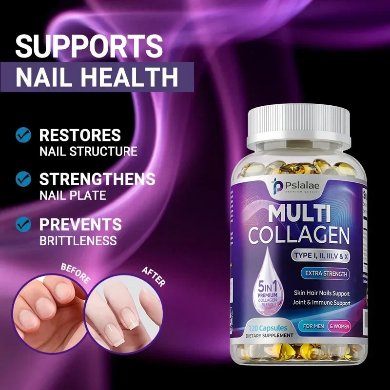 Hydrolyzed MultiCollagen Complex Capsules Natural Energy Supplement For AntiAging Skin Joint Hair B 3