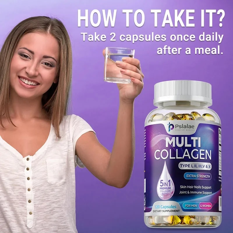 Hydrolyzed MultiCollagen Complex Capsules Natural Energy Supplement For AntiAging Skin Joint Hair B 4