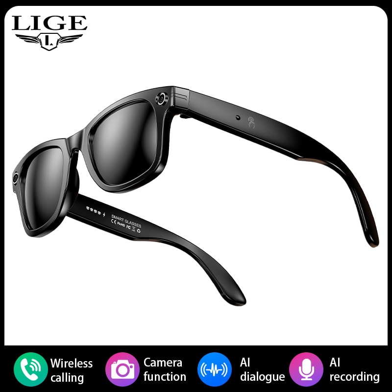Smart Glasses Recording Videos AI Photo Recognition & Translation, Waterproof Bluetooth Glasses