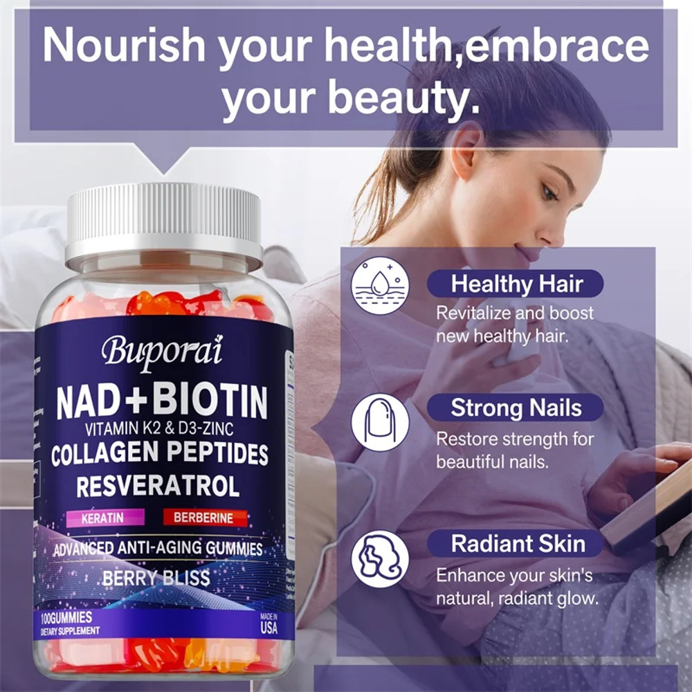 NAD Resveratrol Berberine  Biotin AntiAging Gummies Supports Cellular Energy Repair  Healthy Metabo 2