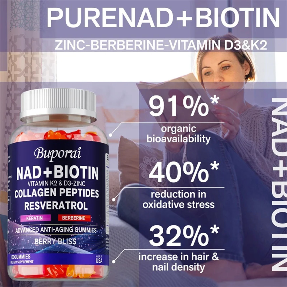 NAD Resveratrol Berberine  Biotin AntiAging Gummies Supports Cellular Energy Repair  Healthy Metabo 3