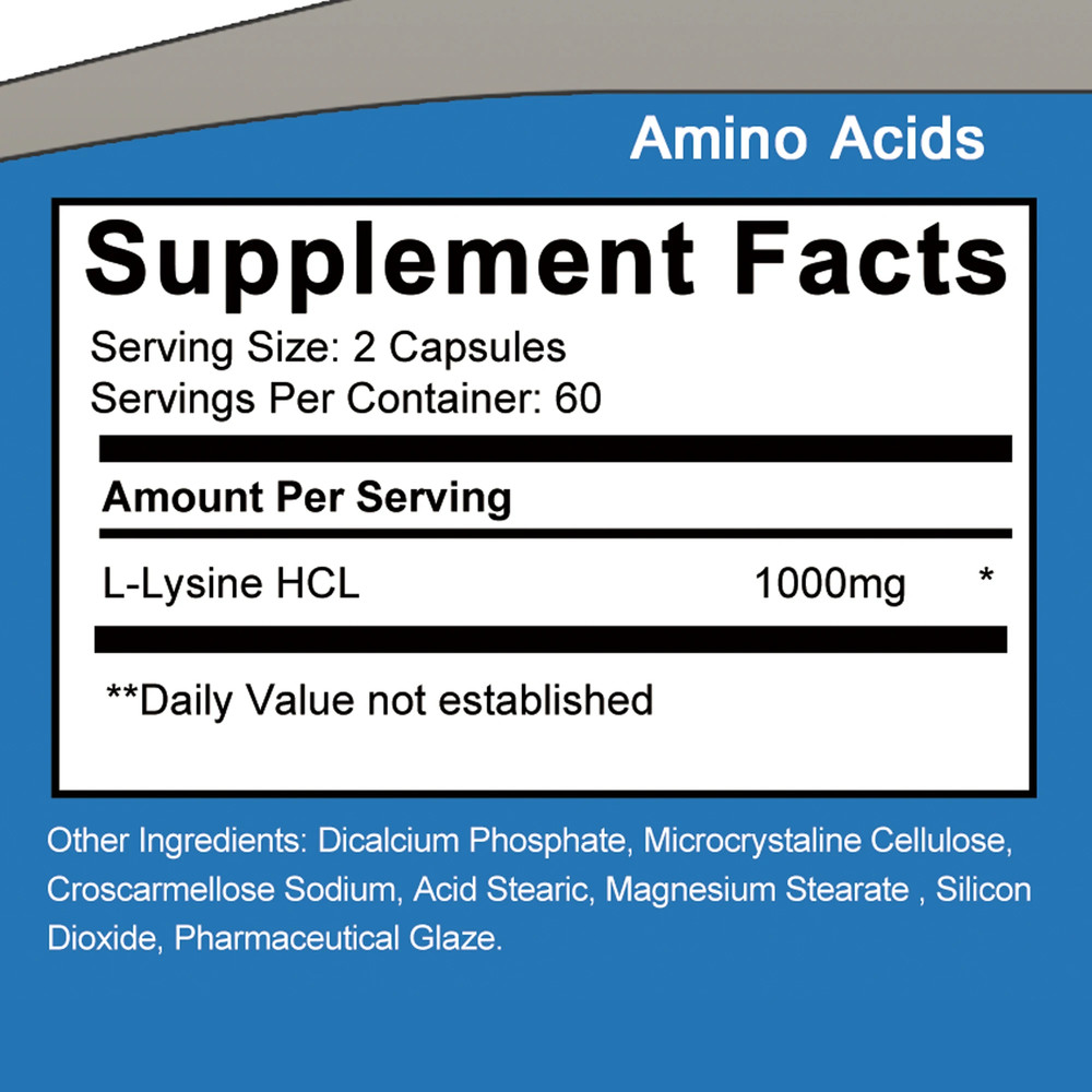 L-Lysine 120 Capsules, 1000mg Premium Supplement for Immune Support, Collagen Synthesis, Skin Health, Boosts Metabolism