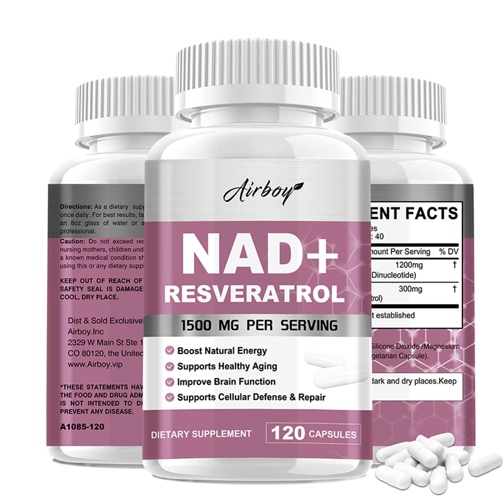 NAD Resveratrol Supplement Pure AntiAging Pills For Cellular Health Natural Energy Immune Support 0