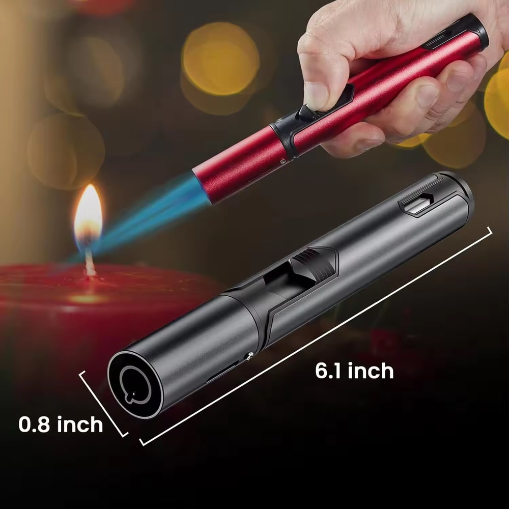 Premium HONEST Metal Torch Windproof Lighter, Refillable Jet Flame Butane Pen Lighter for BBQ, Kitchen, Candle, Camping