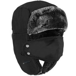 winter pilot hat ushanka mens trapper hat with windproof mask, russian trooper ski hat for outdoor hunting
