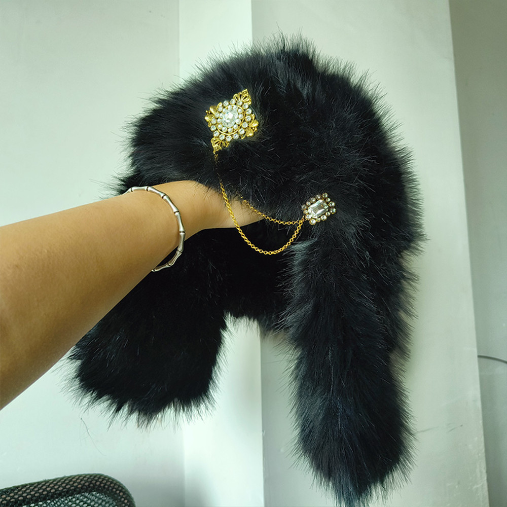Womens Designer Luxury Bomber Hat Ski Cap Faux Fur Pilot Hat Diamond Thickened Winter Hat With Vers 3