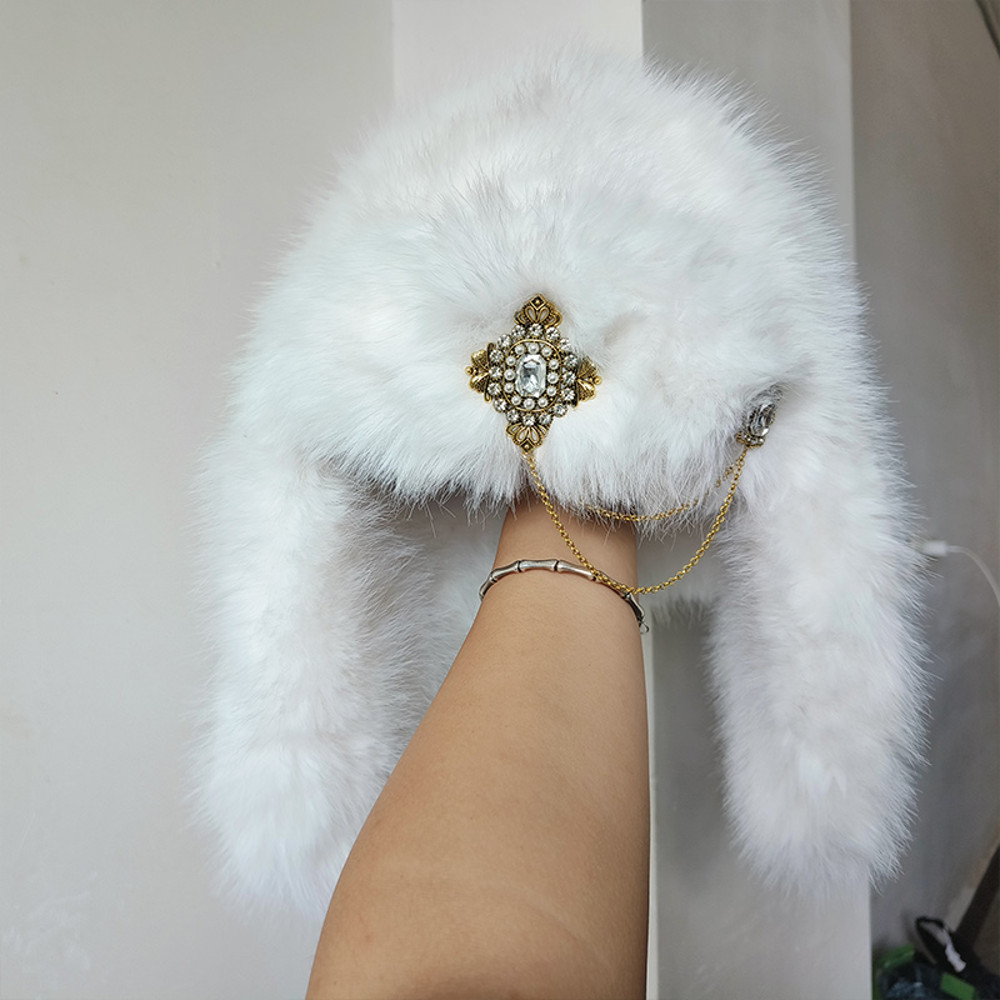 Womens Designer Luxury Bomber Hat Ski Cap Faux Fur Pilot Hat Diamond Thickened Winter Hat With Vers 4